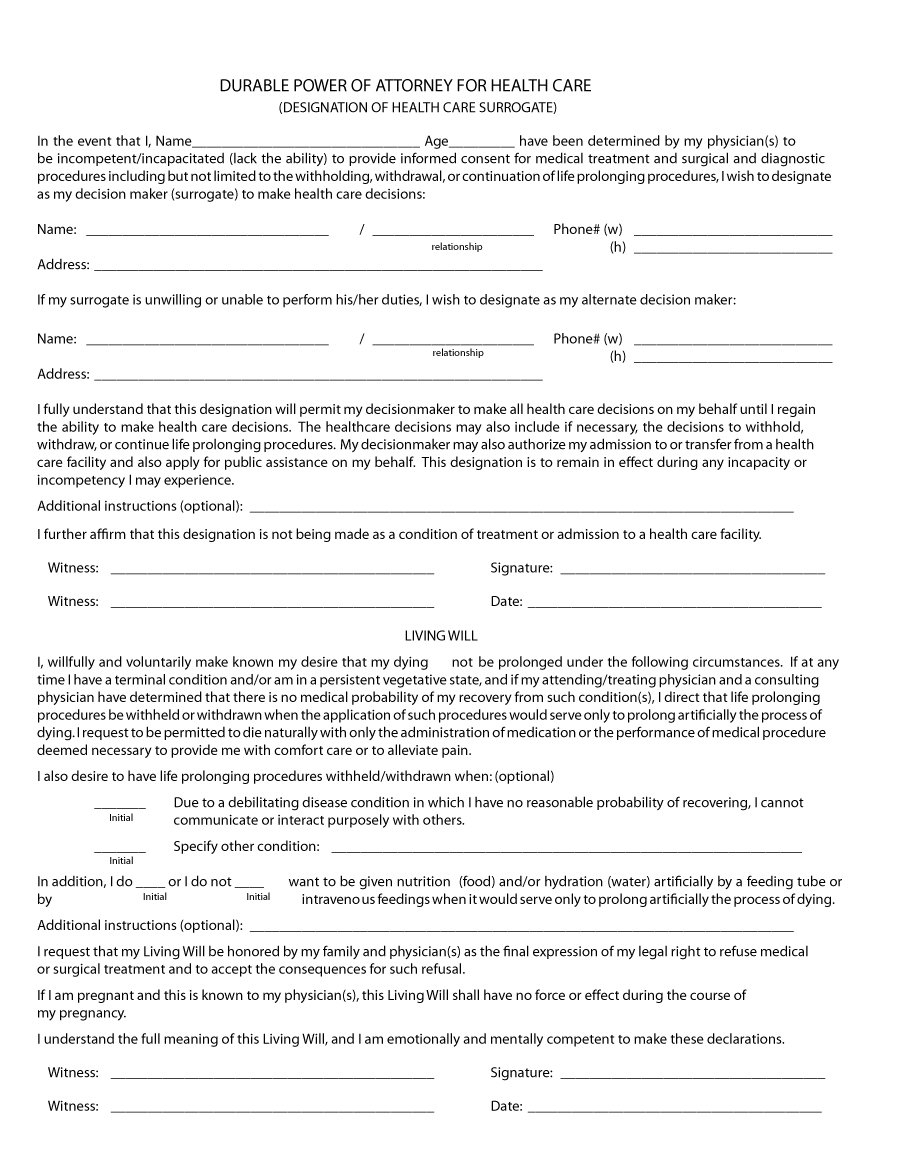 50 Free Power Of Attorney Forms Templates Durable Medical 