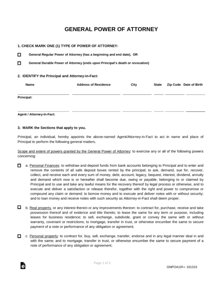 Blank Durable Power Of Attorney Form Arizona Universal - Power Of ...