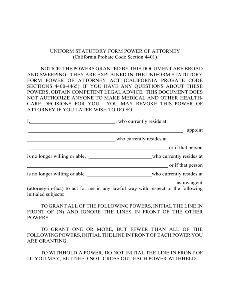 California Power Of Attorney Form Free Templates In PDF 