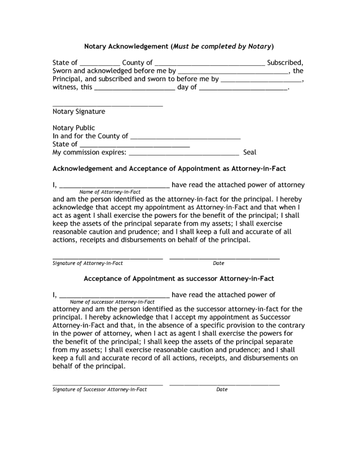 Notarized Power Of Attorney Form