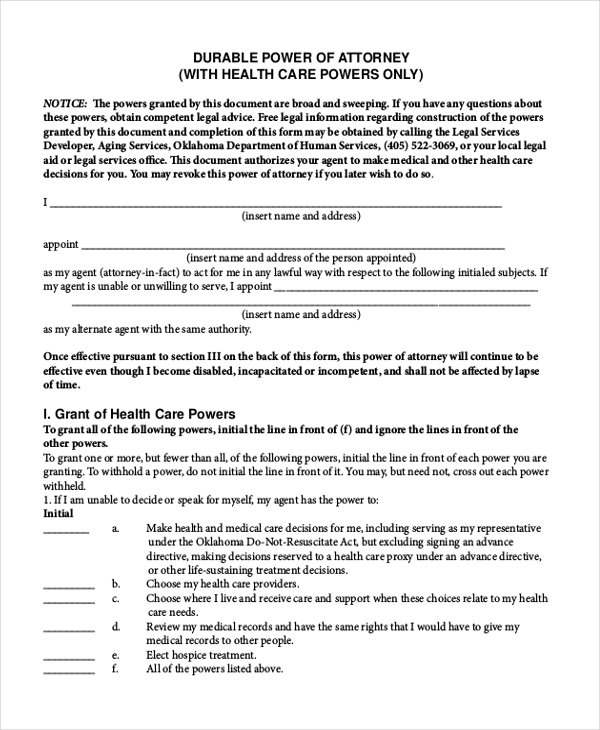 FREE 20 Sample Power Of Attorney Forms In PDF MS Word