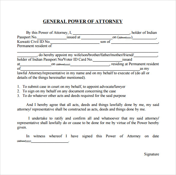 FREE 5 General Power Of Attorney Forms In PDF MS Word