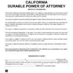 Free California CA Durable Power Of Attorney Form PDF