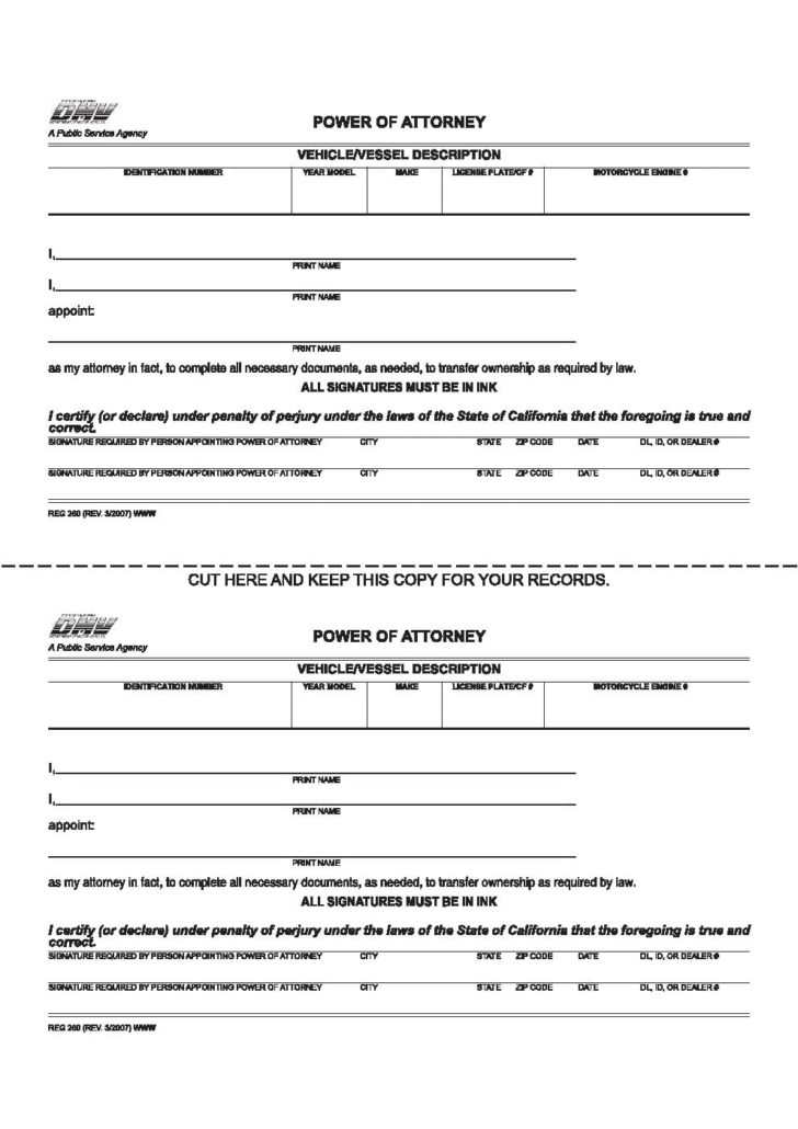 State Of California Power Of Attorney Form