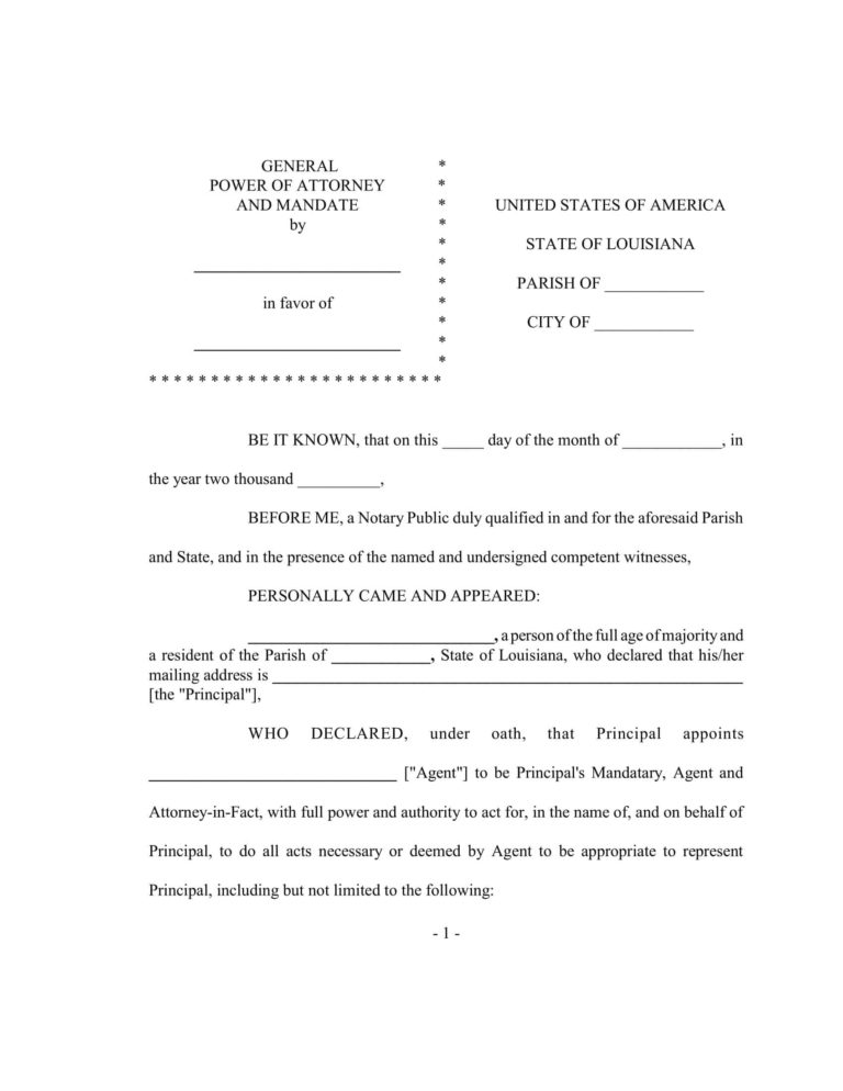 Free Fillable Louisiana Power Of Attorney Form PDF Templates - Power Of ...