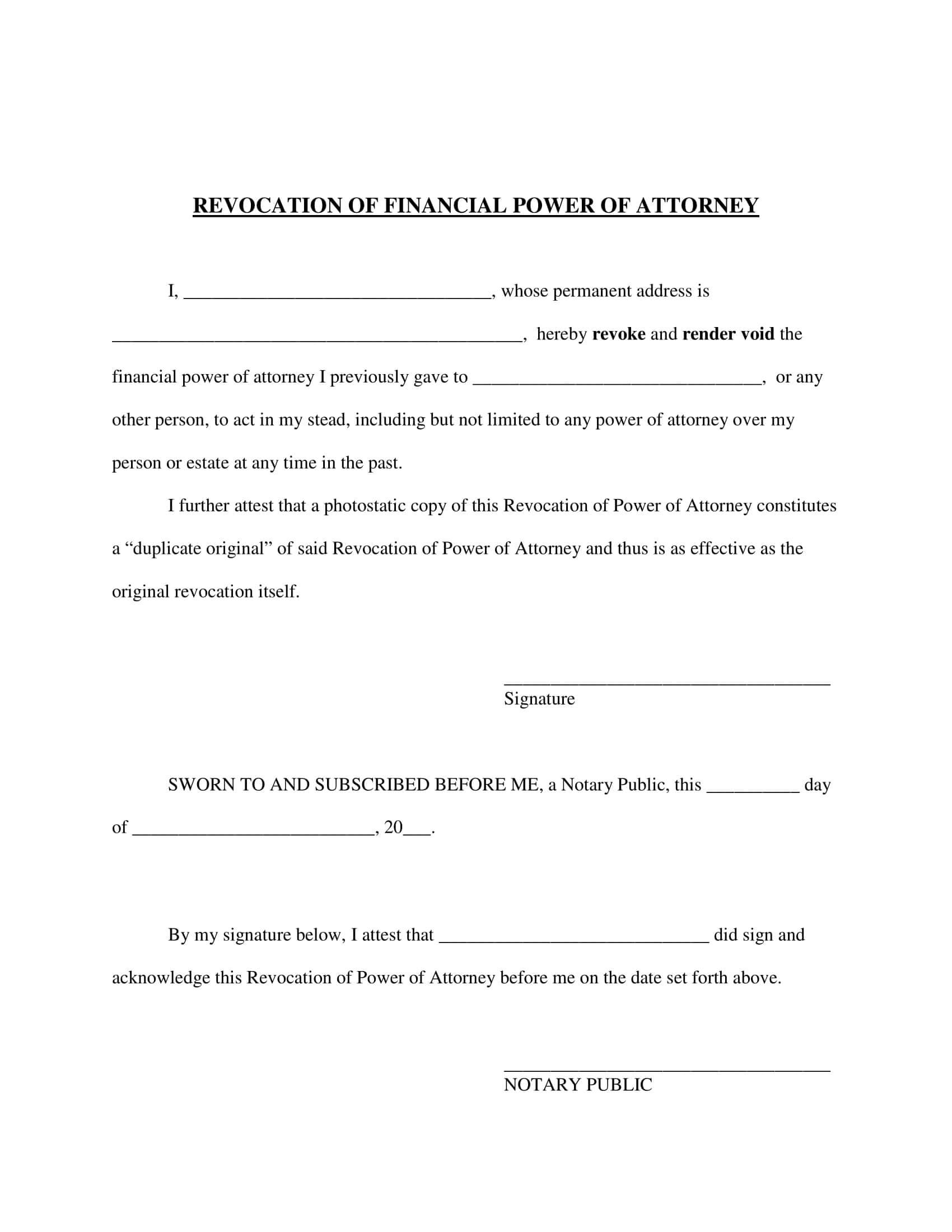 Free Fillable Revocation Power Of Attorney Form PDF 