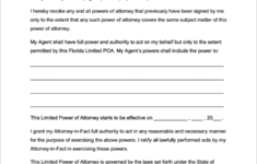 Free Florida Limited Power Of Attorney Form PDF WORD