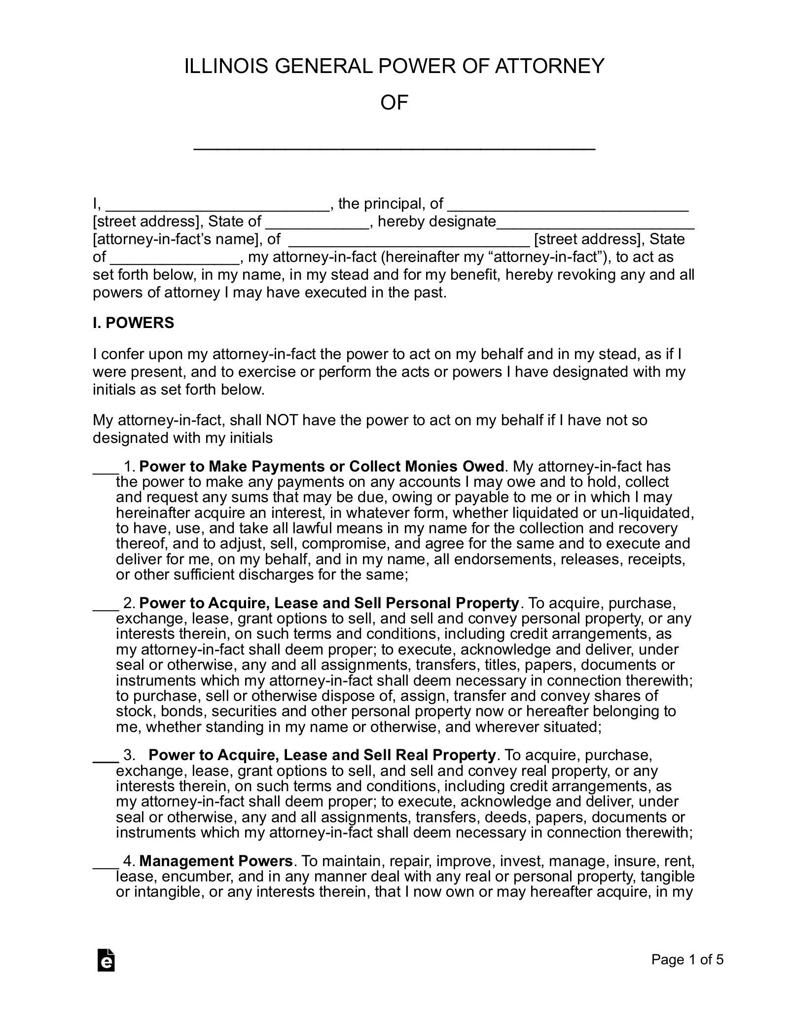 Free Illinois General Power Of Attorney Form PDF Word 
