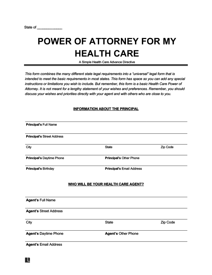 Free Printable Power Of Attorney Forms For Medical