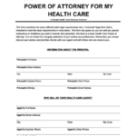 Free Medical Power Of Attorney Form Blank Printable