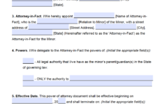 Free Minor Child Power Of Attorney Florida Form PDF Word