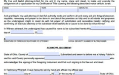 Free Motor Vehicle Power Of Attorney Ohio Form BMV 3771