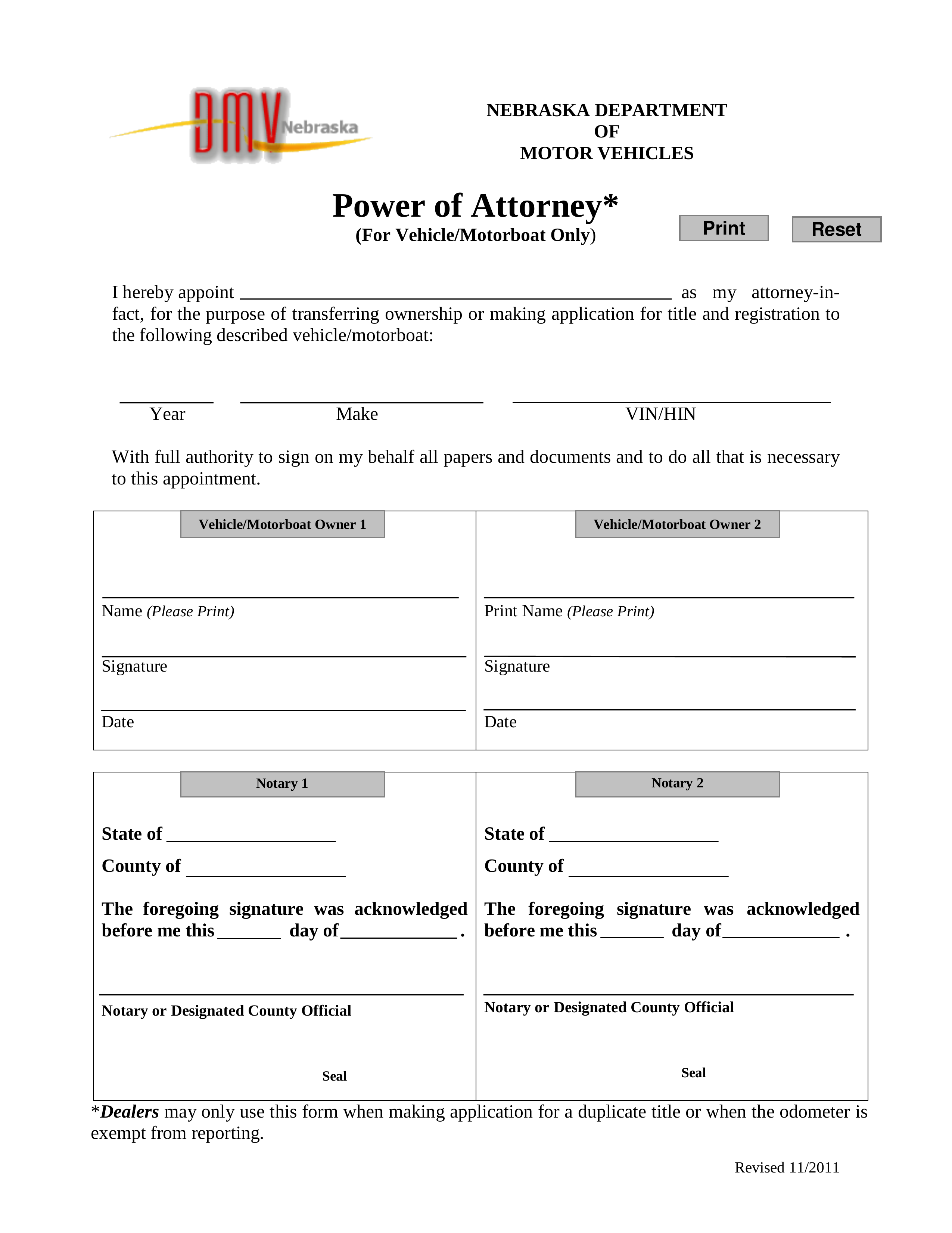 Power Of Attorney Form Nebraska Power Of Attorney Forms