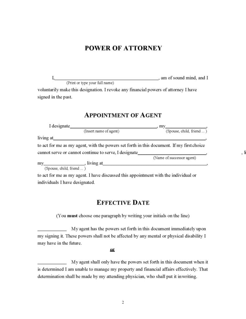 Free Power Of Attorney Forms PDF WORD