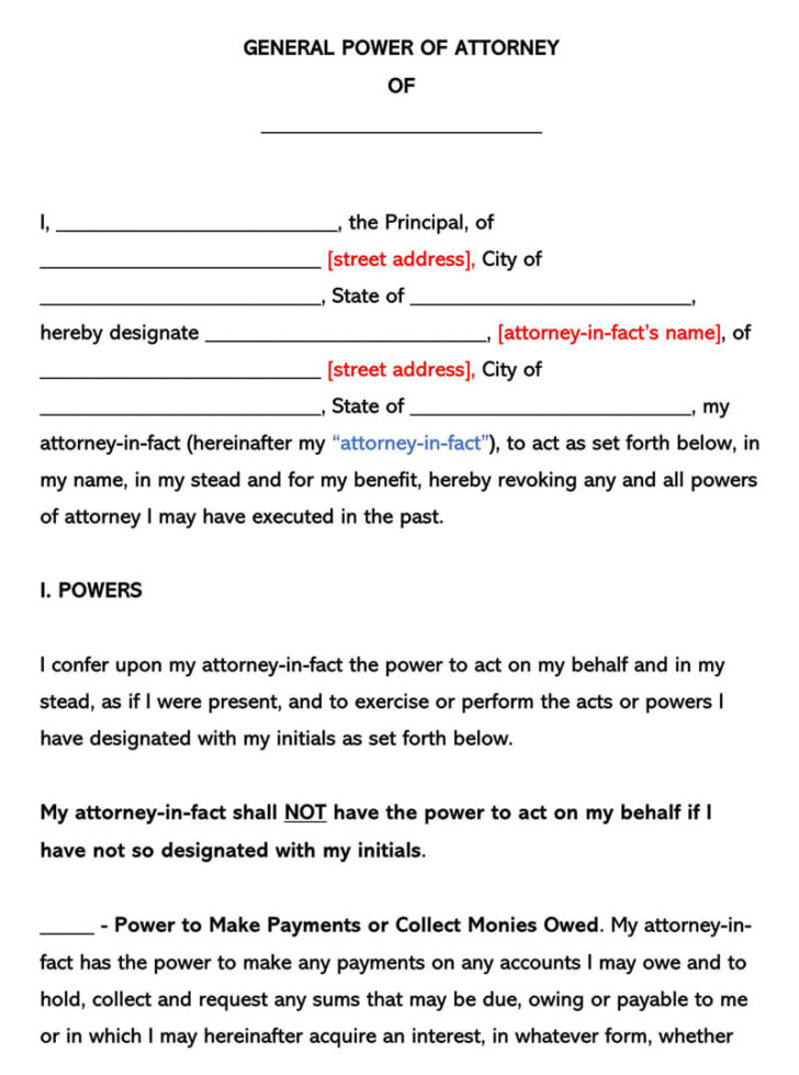 Free Online Power Of Attorney Forms