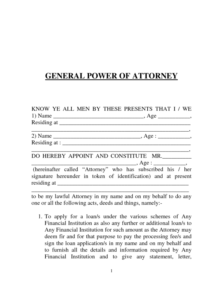 Power Of Attorney Form Free