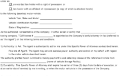 Free Texas Specific Power Of Attorney Retrieval Of Motor