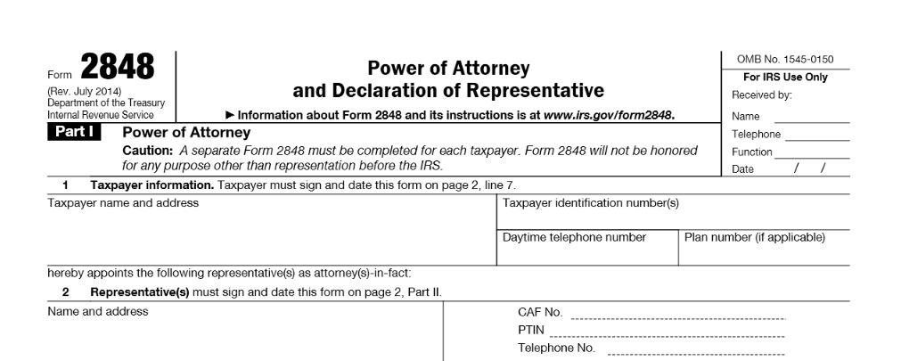 IRS Form 2848 Power Of Attorney Form 2848 Instructions