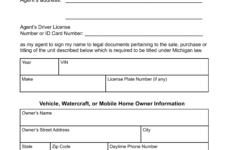 Michigan Motor Vehicle Power Of Attorney Form TR 128
