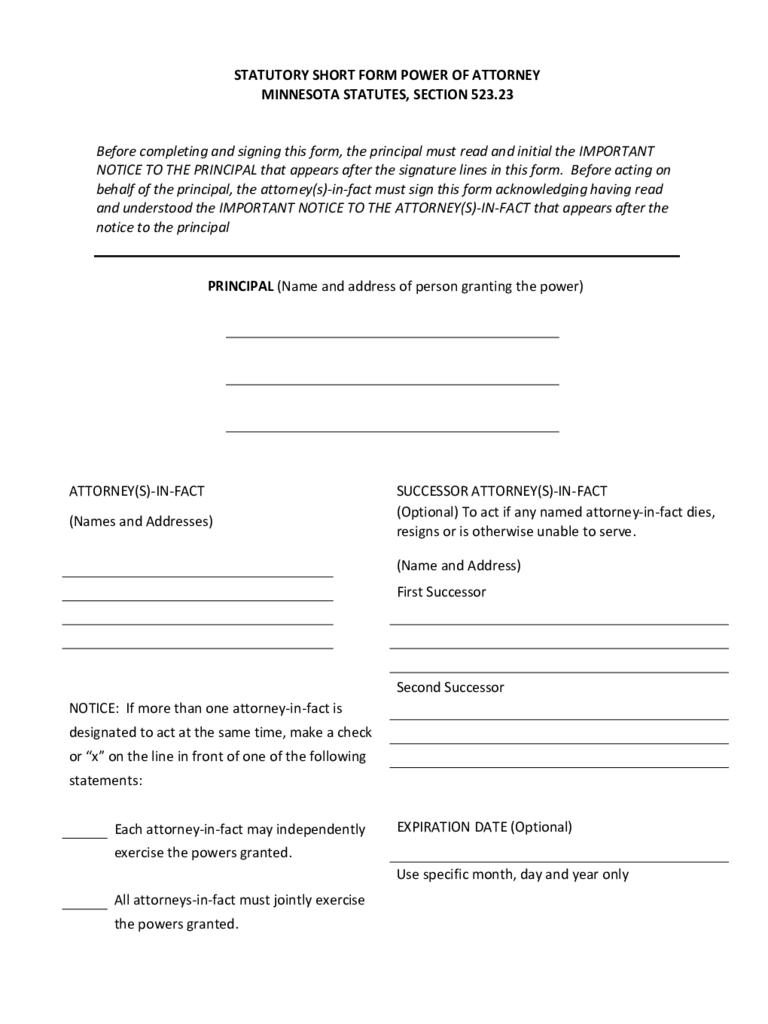 Minnesota Power Of Attorney Form Free Templates In PDF 