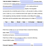 Motor Vehicle Power Of Attorney Forms PDF Templates
