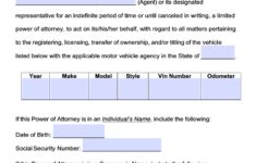 motor vehicle power of attorney forms pdf templates 1 Motor Vehicle Power Of Attorney Forms PDF Templates
