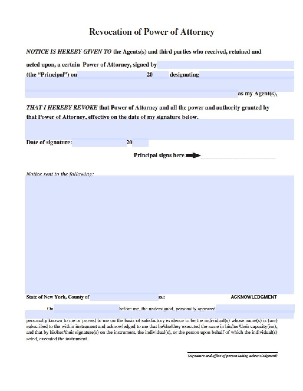 New York General Financial Power Of Attorney Form Power