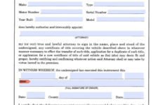 North Carolina Vehicle Power Of Attorney Form Power Of