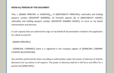 Power Of Attorney For Opening Bank Account Templates At