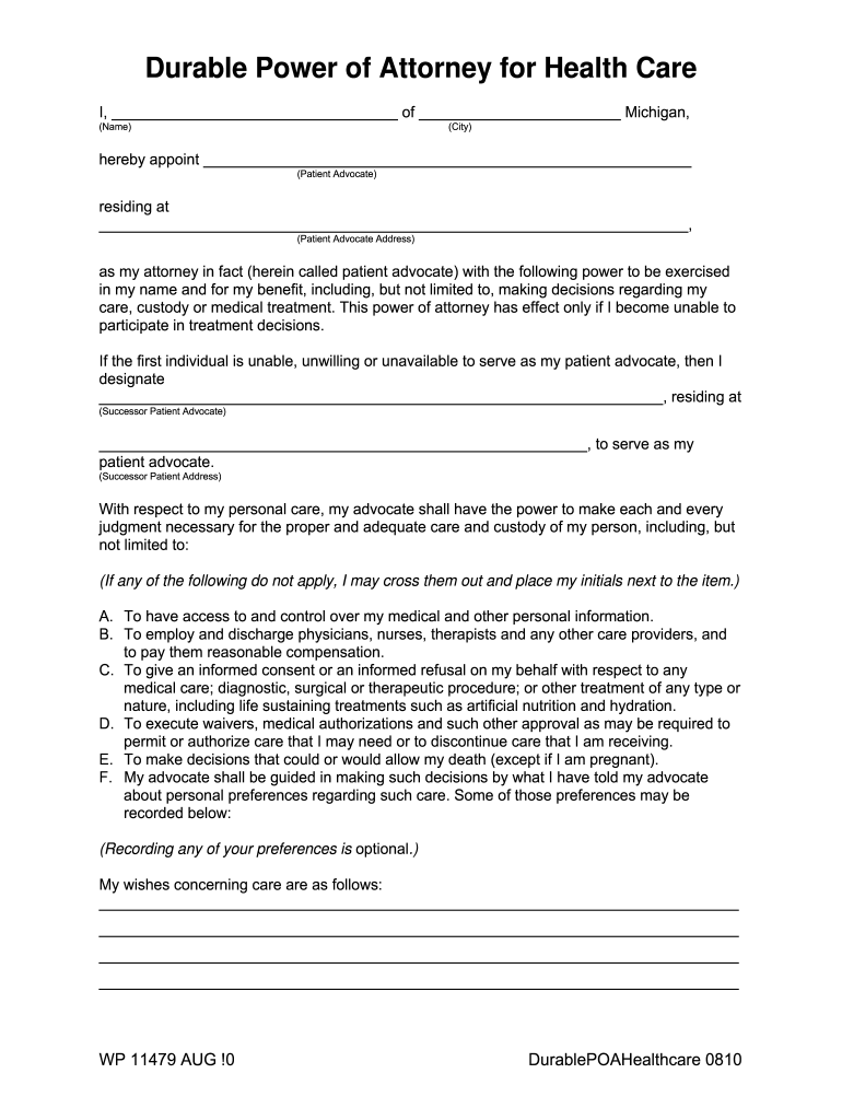 Power Of Attorney Michigan Fill Out And Sign Printable 