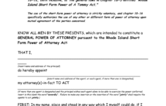 Rhode Island Short Form Power Of Attorney In Word And Pdf