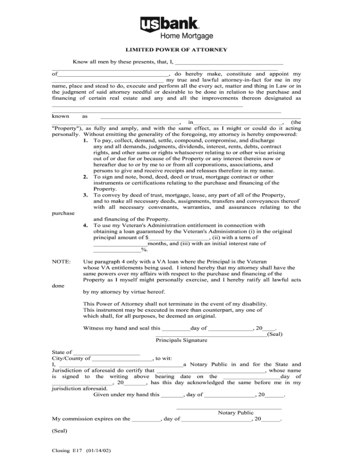 Bank Of America Power Of Attorney Form