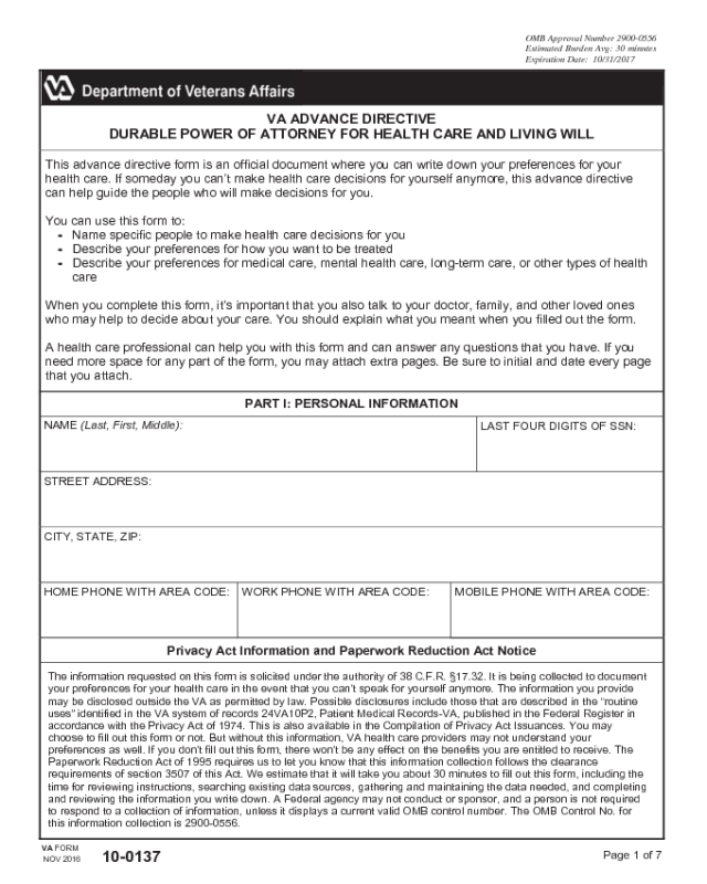 VA Form 10 0137 Edit Fill Sign Online Handypdf