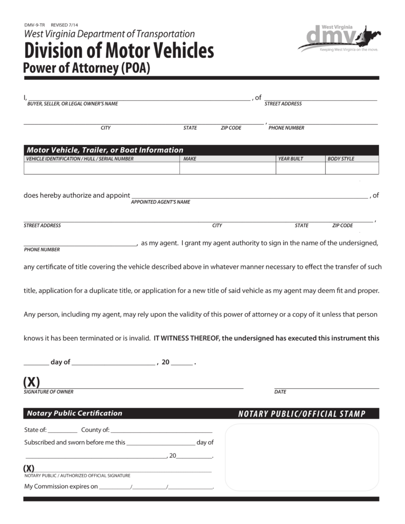 Dmv Power Of Attorney Form - Power Of Attorney Forms
